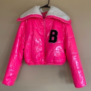 Womens Daisy Hot Pink Cropped Bubble Jacket XL